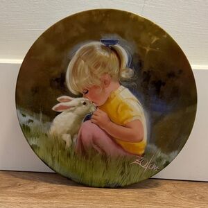 Decorative Plate with Girl and Rabbit